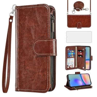 Imagem de Asuwish Capa de celular para Samsung Galaxy A05s/A05 carteira com protetor de tela de vidro temperado, alça transversal, fecho de correr, suporte para cartão de crédito, suporte Ao5s Ao5 A 05s 05