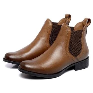 Imagem de Bota Feminina Chelsea Couro Legitimo Cano Curto Salto Baixo Dia a Dia K1900-Feminino