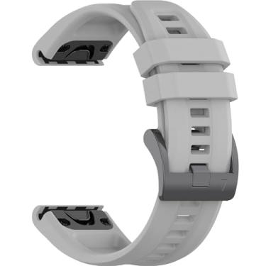 Imagem de VINIUSIKI Pulseira de relógio de ajuste rápido de 26 mm compatível com Garmin Fenix 8 51 mm/7X/6X/5X/3/HR | Pulseira de silicone macio para smartwatch Tactix Delta/Descent MK2i/D2, cinza