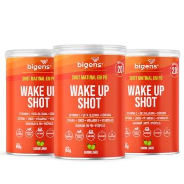 Imagem de Wake up shot, vitamina c, própolis, gengibre, cúrcuma, guarana e zinco, Sabor Limão, 150g, Bigens (Kit 3)