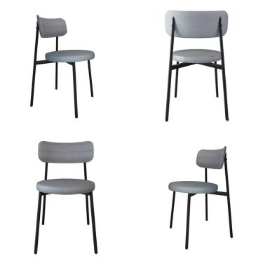 Imagem de Cadeira Kyta Fixa com 4 Pés 50 X 44,7 X 83,8 Cm com 4 Unidades Cinza /Preto