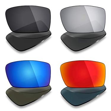 Imagem de Lentes de substituição polarizadas para óculos de sol Oakley Gascan da Mryok 4 pares – preto discreto/vermelho fogo/azul gelo/titânio prata