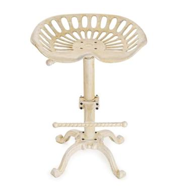 Imagem de Sungmor Bancos de bar rústicos de ferro fundido, cadeira de bar de metal para casa de fazenda industrial, banco de bar giratório ajustável para cozinha, banqueta de churrasco ao ar livre, 66 a 86 cm