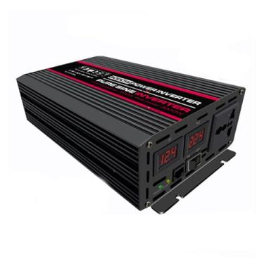 Imagem de 1500 Watt Pure Sine Wave Power Inverter, Pico de energia 3000W DC 12 V -60 V para AC 110 V/ 220 V inversor de carro com display LCD para carro/camping/solar,24v to 220v