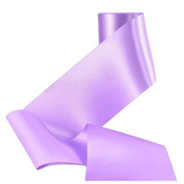 Imagem de Fita de cetim de cor sólida, sem rugas, fita de tecido sedoso para cerimônia de corte, faixas, cadeira, mesa, carro, laços, artesanato, costura, decoração de festa de casamento (Lilás 10 cm de