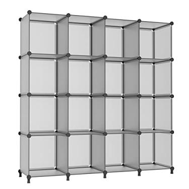 Imagem de AWTATOS Organizador de armazenamento de cubos, organizador de armário com 16 cubos, prateleiras empilháveis de cubos, prateleiras organizadoras de roupas para quarto, armário, guarda-roupa, banheiro,