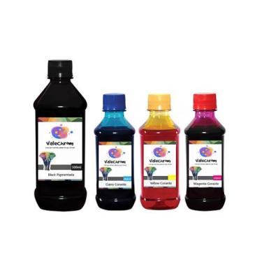Imagem de Kit 4 Tinta Compatível HP 60 122 901 60 901 122 1,25L BK Pigmentado - 