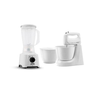 Imagem de Kit Bolo Prático: Batedeira e Liquidificador Power Mix - Arno, Branco,