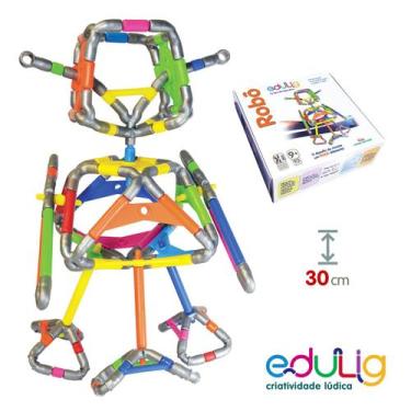 Imagem de Quebra-cabeça Geométrico Puzzle 3D Edulig Robô - 93 peças e conexões f