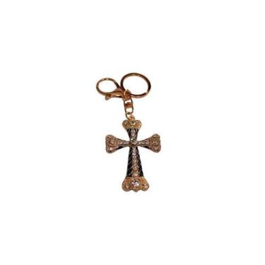 Imagem de Chaveiro Crucifixo Metal Folheado com Strass - Outros