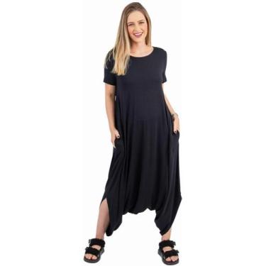 Imagem de Macacão Aladim Saruel Pantacourt Liso Com Bolso Manga Curta - Deliriyo