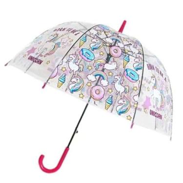 Imagem de Guarda Chuva Infantil Transparente Unicórnio Abertura Automática: Mode