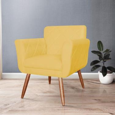 Imagem de Poltrona Decorativa Bordada Atenas para Sala e Quarto Pés Palito Suede