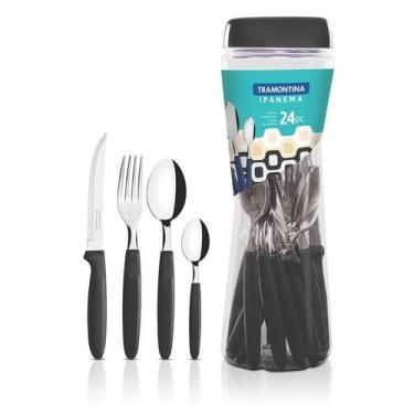 Imagem de Faqueiro 24 Peças Tramontina Ipanema Preto 23399091, Preto, 24
