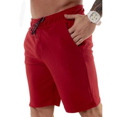 Imagem de Bermuda Masculina de Moletinho - KRAYANI, Vermelho, GG