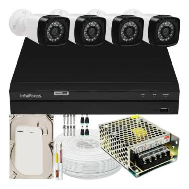 Imagem de Kit Cftv 4 Cameras Segurança 1080p Full Hd Dvr Intelbras 4ch
