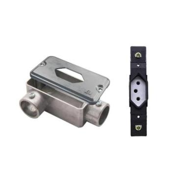 Imagem de Condulete LR+Tampa 1 Mod Losangular Wetzel+Tomada Transmóbil