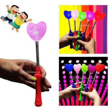 Imagem de Varinha Mágica Coração Iluminação Led Colorido Brilho e Diversão OK016