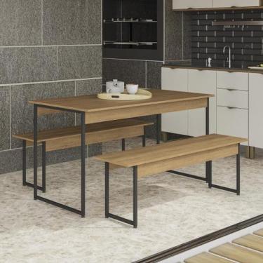 Imagem de Mesa de Jantar com 2 Bancos Li013 136cm Industrial - Kappesberg