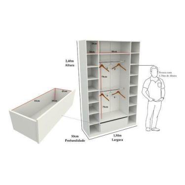 Imagem de Armário Colmeia Cabideiro Gaveta M17 100% Mdf (closet Lojas) - VETORIA