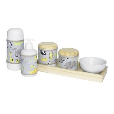 Imagem de Kit Higiene Slim Pinus Garrafa Pequena Capa Safári Quarto Bebê Infanti