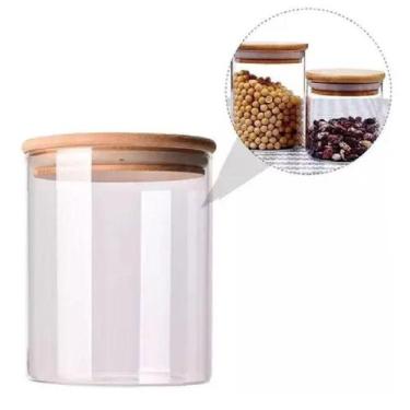 Imagem de Pote de Vidro Hermético com Tampa em Bambu 450ml - Inter - Tampas