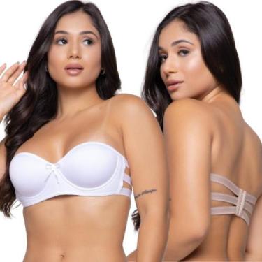 Imagem de Kit 2 Sutiã Frente Única Feminino sem alça Reforçado 3 Tiras Com Bojo 