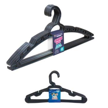 Imagem de Kit 5 Cabides Adulto + 5 Cabides Infantil Preto Reforçado - Arqplast