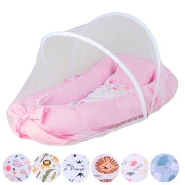 Imagem de Ninho Redutor de Berço com Mosquiteiro Tela Protetora Bebê Menina Meni