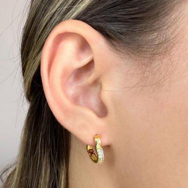 Imagem de Brinco Coração 2 Fileiras de Zircônias Banhado em Ouro 18k - Anastásia