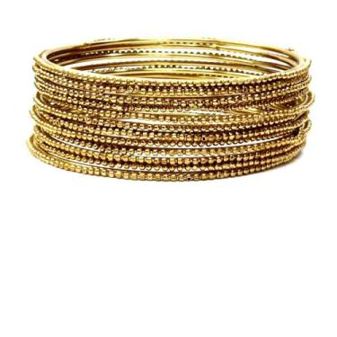 Imagem de Conjunto de Pulseiras Indiana Dourada 12 Argolas - Loja da Índia