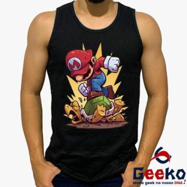 Imagem de Regata Super Mario 100% Algodão Mario Bros Geeko, Preto, G3