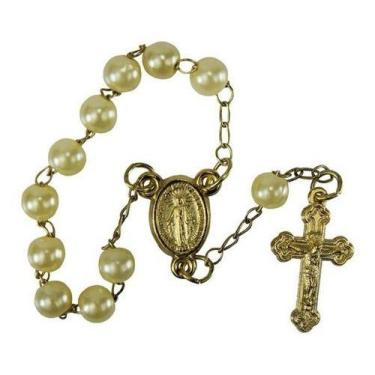 Imagem de 100 Mini Terço Dourado para Lembrancinhas  - SJO Artigos Religiosos