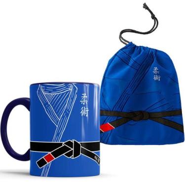 Imagem de Caneca Kimono Azul Jiu Jitsu Faixa Preta com Saquinho - Elicomics