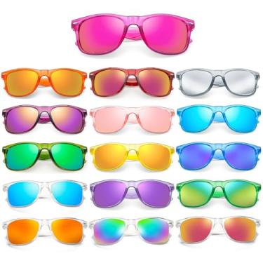 Imagem de Matcheck Óculos de sol 16 cores neon retrô colorido armação transparente lente espelhada óculos clássicos atacado atacado aniversário praia piscina festa brindes unissex adulto