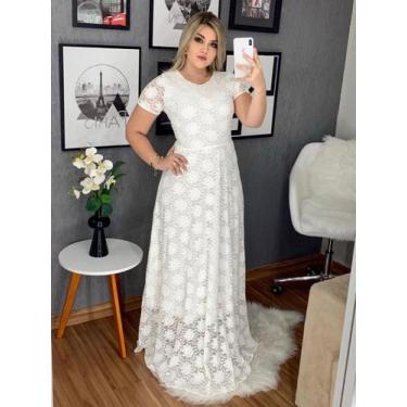Imagem de Vestido Longo Soltinho Manga Curta Festa Romantico Casamento - Fashion