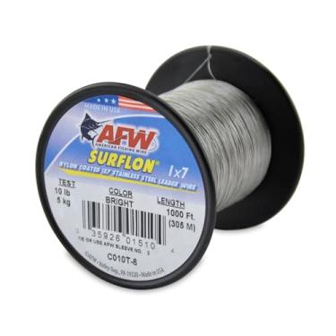 Imagem de Fio de pesca americano Surflon, fio líder de aço inoxidável 1x7 revestido de nylon, teste de 4,5 kg, diâmetro de 12 polegadas, brilhante, 305 m