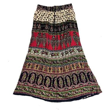 Imagem de Saia Indiana Maia Cigana Rodada Longa Vários Modelos - Bali, Verde esc