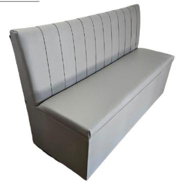 Imagem de Sofá Booth 1.10m 2 Lugares Cinza Costuras Verticais - O Rei das Poltro