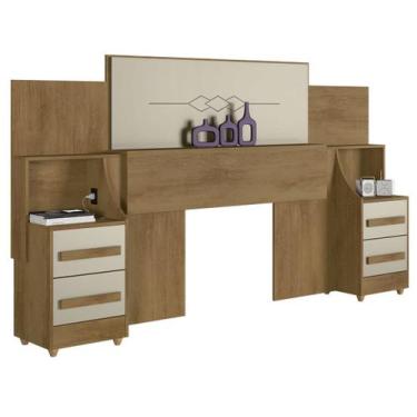 Imagem de Cabeceira de Casal Extensível Síria Cinamomo com Off White - RV Móveis