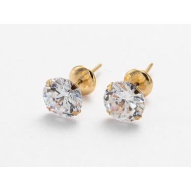 Imagem de Brinco de Ouro 18k 5mm Cálice Zircônia Solitária - diversas de cores -