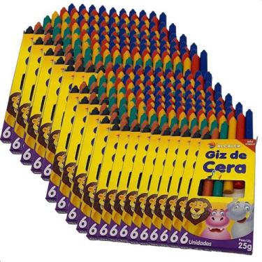 Imagem de Giz De Cera Kit 100 Cxs Pequenas Lembrancinha  Atacado Escolar - Alcal