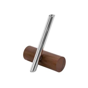 Imagem de Vaso Solitário Canon Prata com Base de Madeira - St James