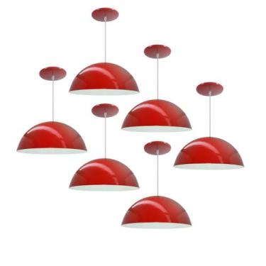 Imagem de Kit 6 Luminária Pendente Meia Lua 40cm Interior Branco Brilho Fiação 1