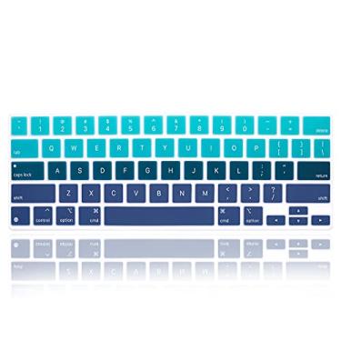 Imagem de MMDW Capa de silicone Magic Keyboard Skin para iPad Pro 12,9 polegadas Magic Keyboard (4ª geração) modelo 2020 MXQU2LL/A, para iPad Pro 12.9 acessórios de protetor de teclado, verde gradiente azul