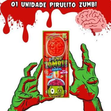Imagem de Pirulito Diploko Zumbi Formato Cérebro com Palito que BRILHA NO ESCURO