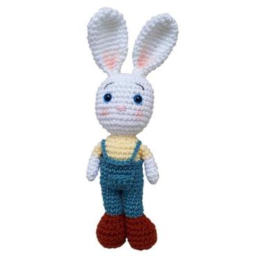 Imagem de Coelho Coelhinho Pascoa Amigurumi croche 25 cm jardineira - Ciandella 
