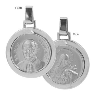 Imagem de Pingente Aço Papa Francisco e Santa Terezinha Redondo 30mm - Convex