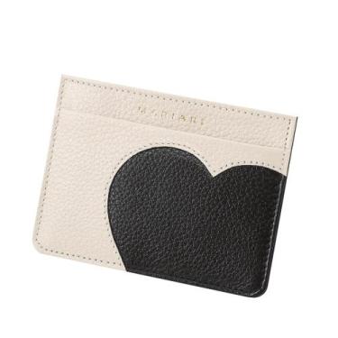 Imagem de Porta-Cartão Couro Mariart 668 - Love, Love & Love, Off white, Preto