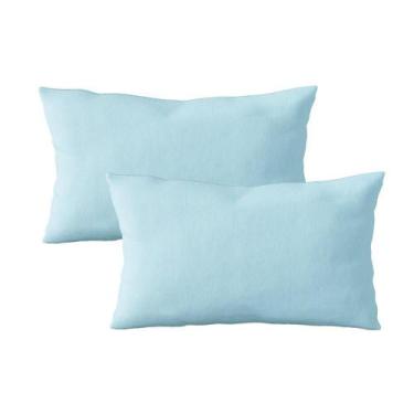 Imagem de Kit 02 Fronhas Avulsa Travesseiro King 50x90 Cm Malha Azul Arrumadinho